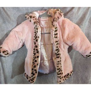 Pistachio Pink Faux Fur Hooded Jacket